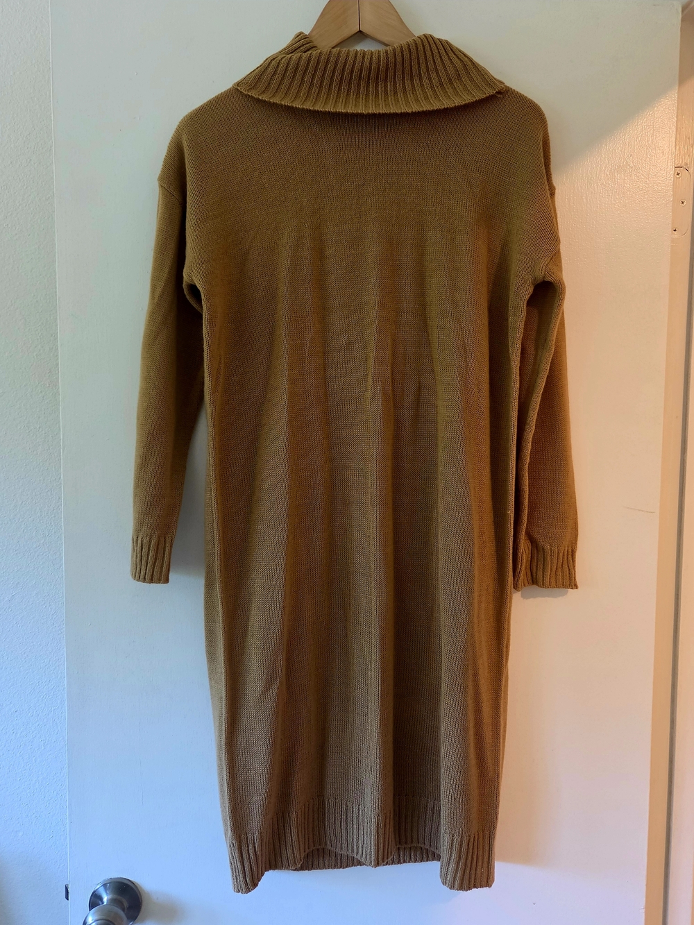 Vintage Women's Long Knit Sweater Dress in Camel